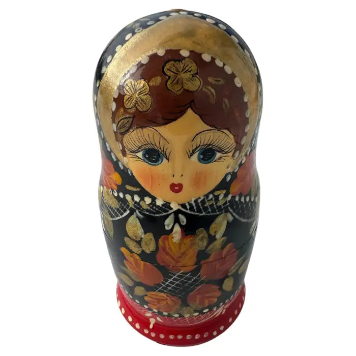 Vintage Russian hand painted wooden nesting dolls set of five