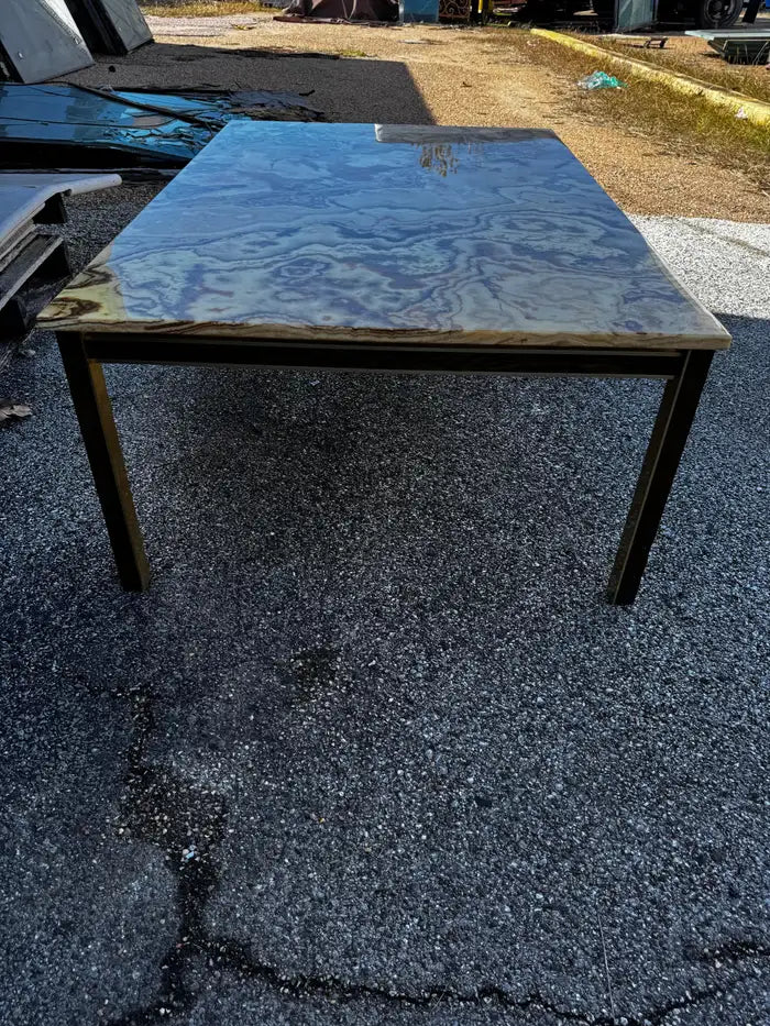 Vintage Scandinavian walnut and marble coffee table