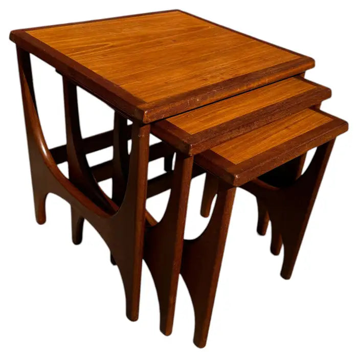 Vintage teak wood graduated nesting tables