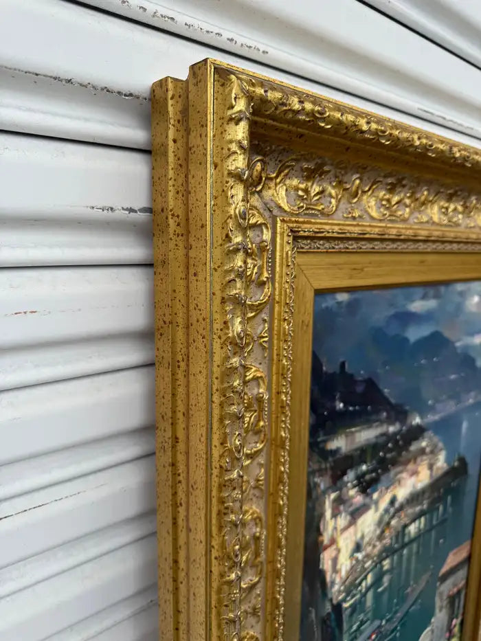 Scenic coastal artwork Mediterranean sea landscape painting