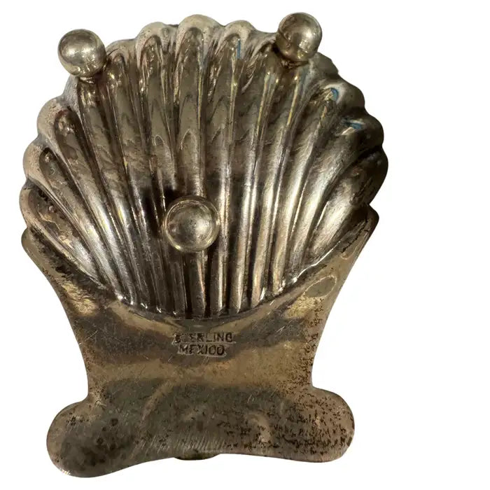 Vintage silver seashell dish with organic form