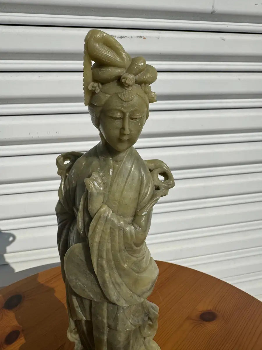 Vintage style soapstone woman statue home décor
