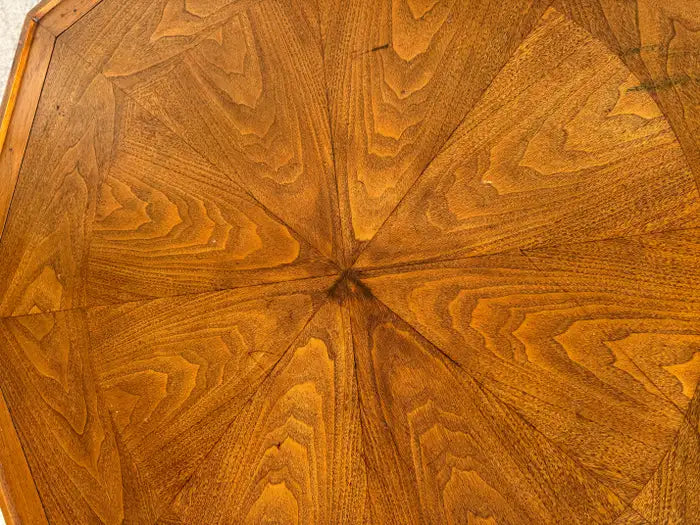 Vintage inspired octagon coffee table in warm walnut finish