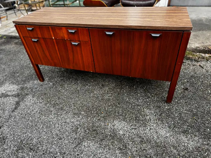 Vintage style credenza cabinet walnut finish