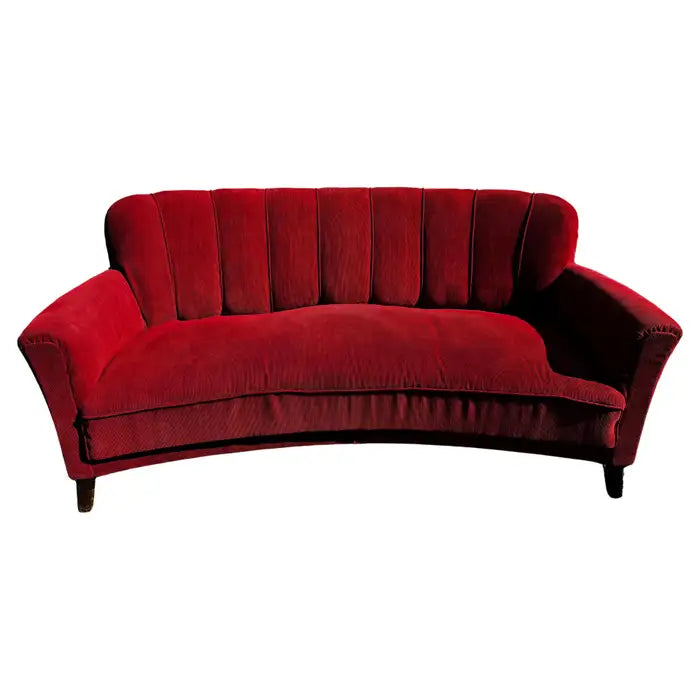 Vintage Swedish curved channel back sofa 1940s design