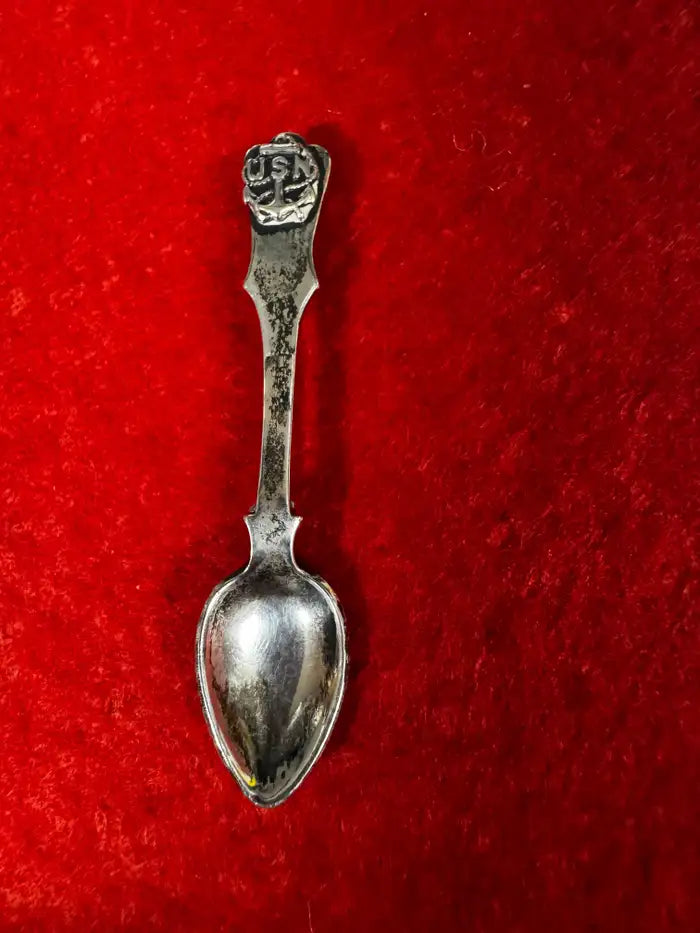 Vintage silver spoon brooch stamped USN