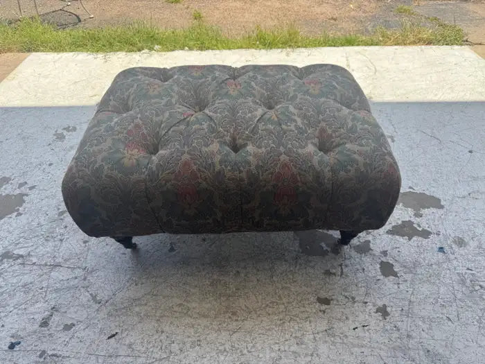 Vintage accent ottoman with deep button tufting