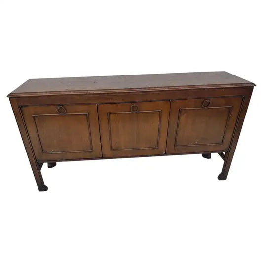Vintage walnut credenza storage cabinet