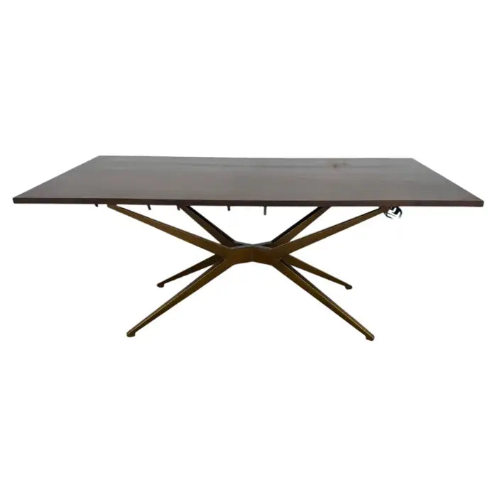 Vintage walnut dining table with sculptural spider base