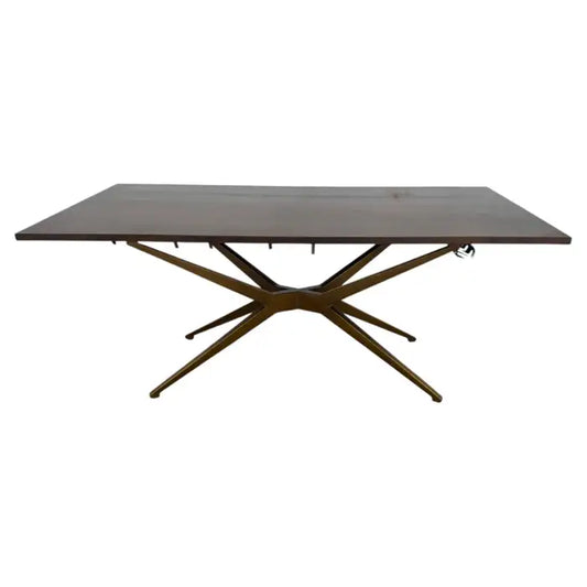 Vintage walnut dining table with sculptural spider base