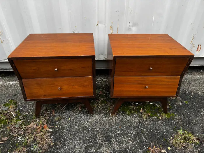 Pair of vintage walnut nightstands by Lichtenberg & Son