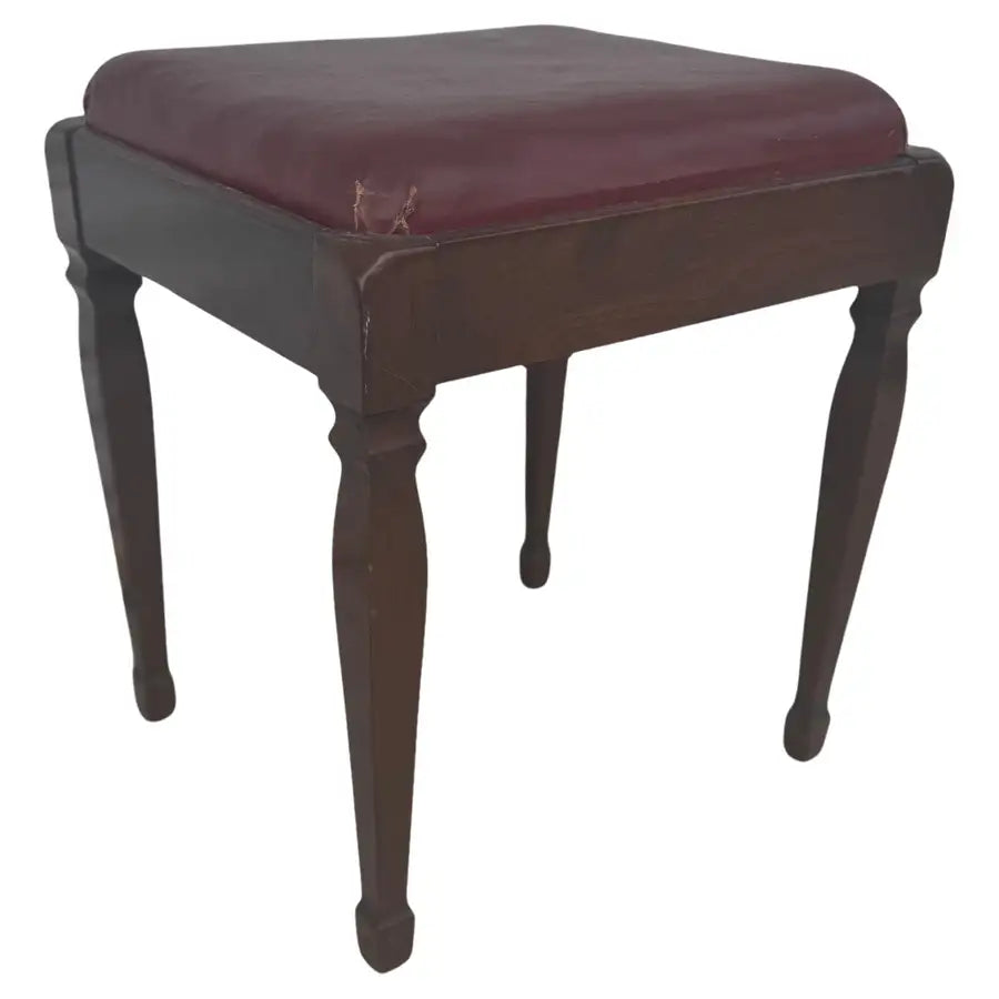 Vintage walnut sewing stool with lift top storage compartment