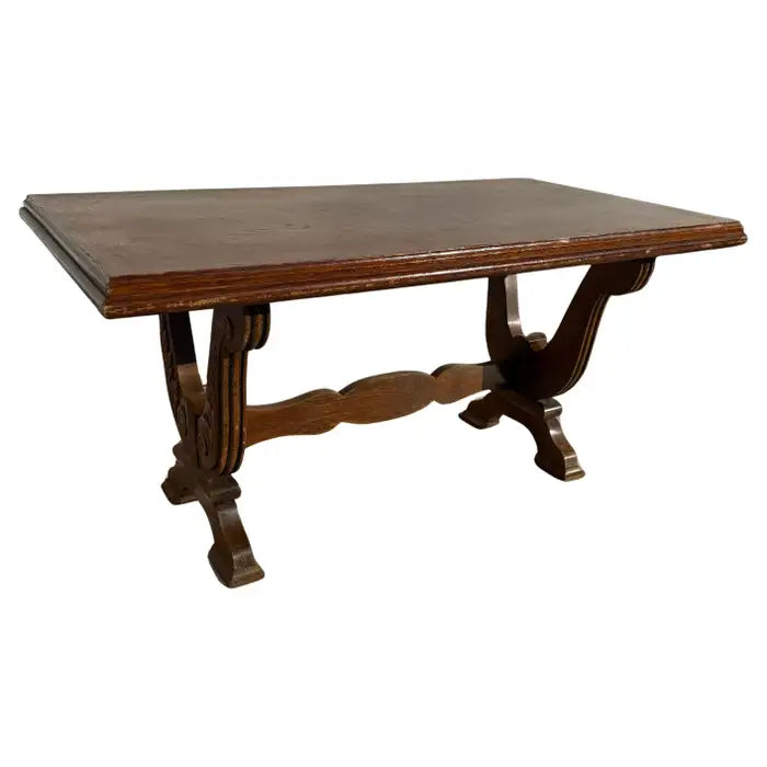 Vintage walnut trestle base coffee table