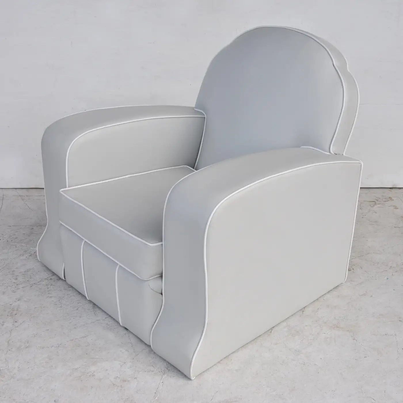 Vintage Art Deco armchair club chair white leather