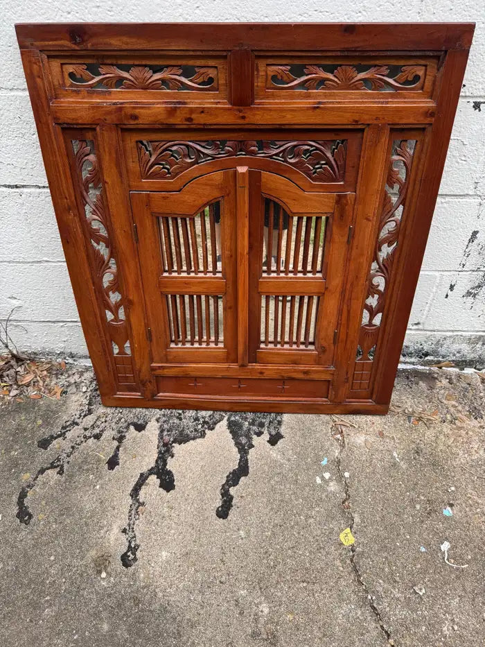 Vintage style oversized wall mirror with decorative shutters