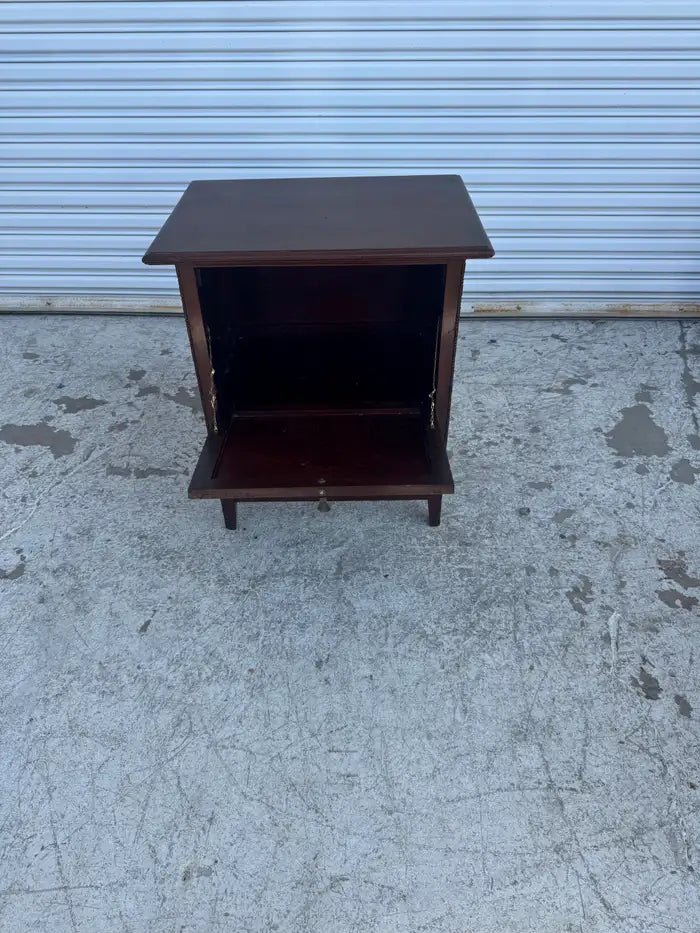 Vintage wood accent table with concealed storage