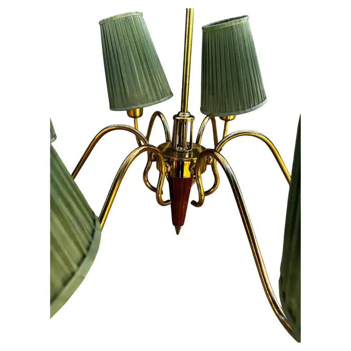 Vintage walnut brass ceiling light
