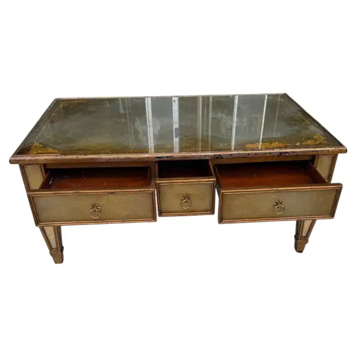 Vintage cocktail table with elegant glass surface