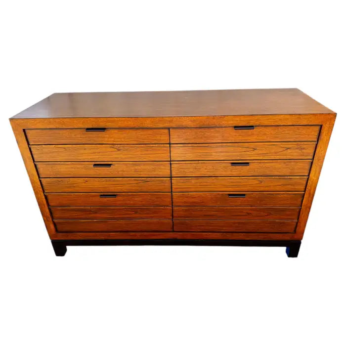 Walnut coastal six drawer bedroom dresser