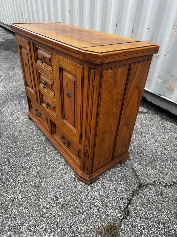 Walnut server with expandable flip top surface