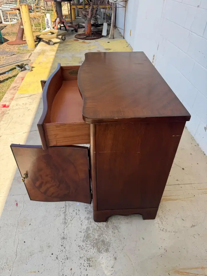 Mid-century style walnut bedside cabinet