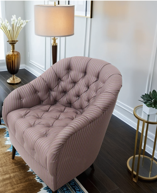 Ward Bennett tufted lounge chair barrel back