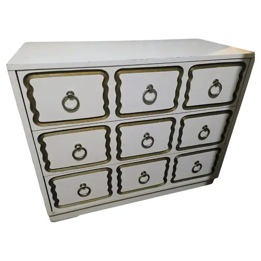White lacquer Dorothy Draper style chest