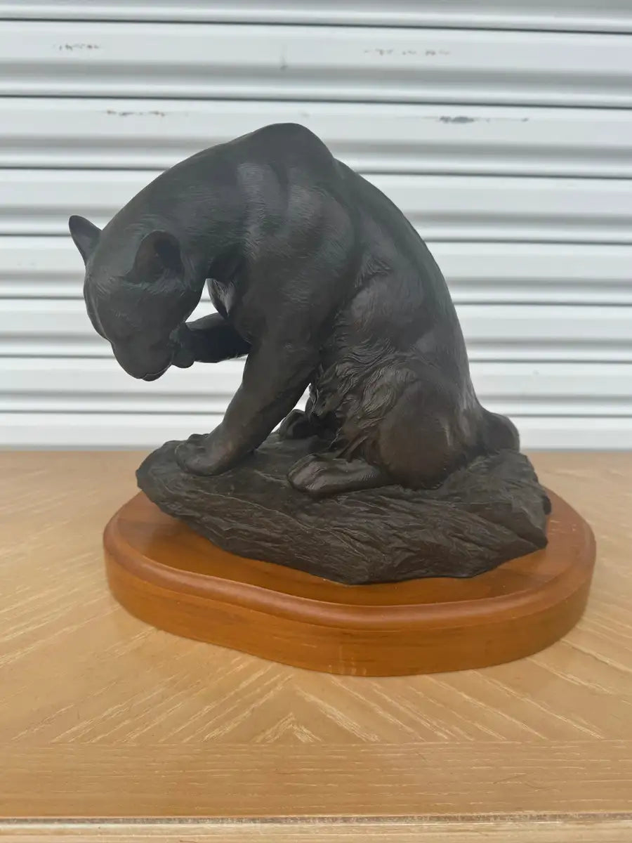 limited edition bronze cougar sculpture animal art collectible