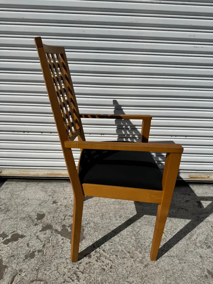maple accent chair lattice back vintage style