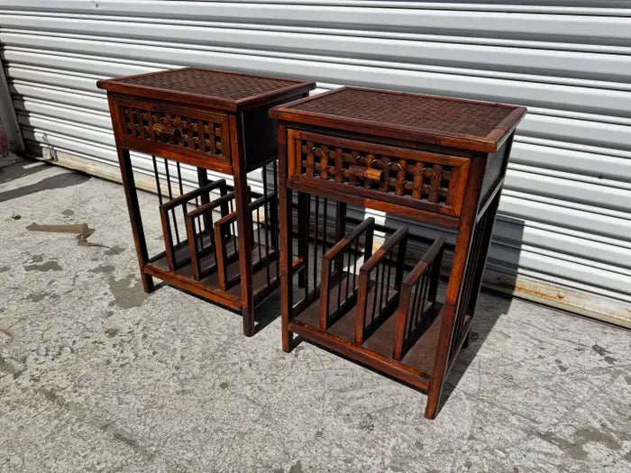 wooden end table with magazine rack storage