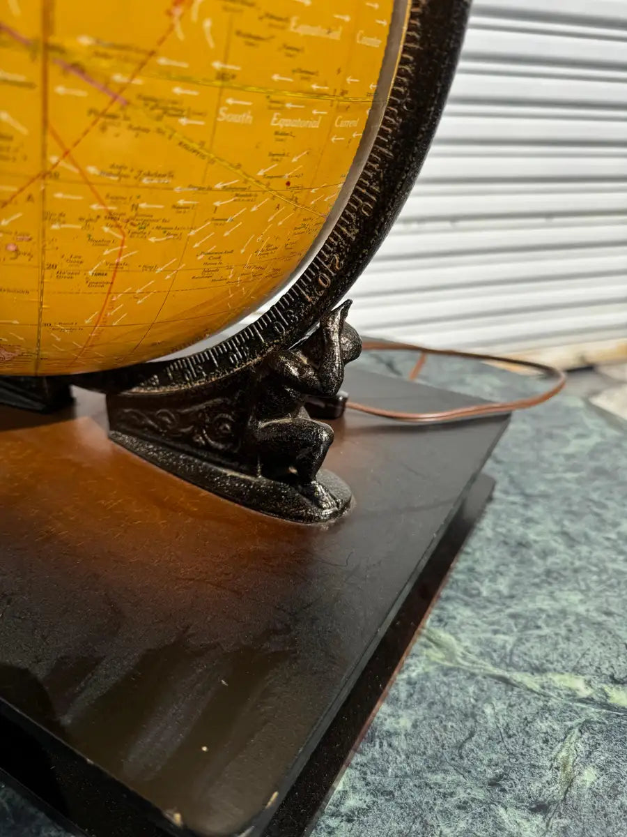 vintage office globe with illuminated map surface
