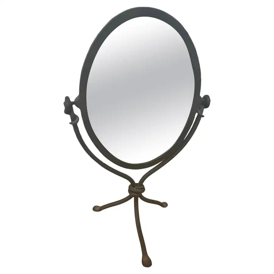 Wrought iron cheval mirror with tripod base floor mirror