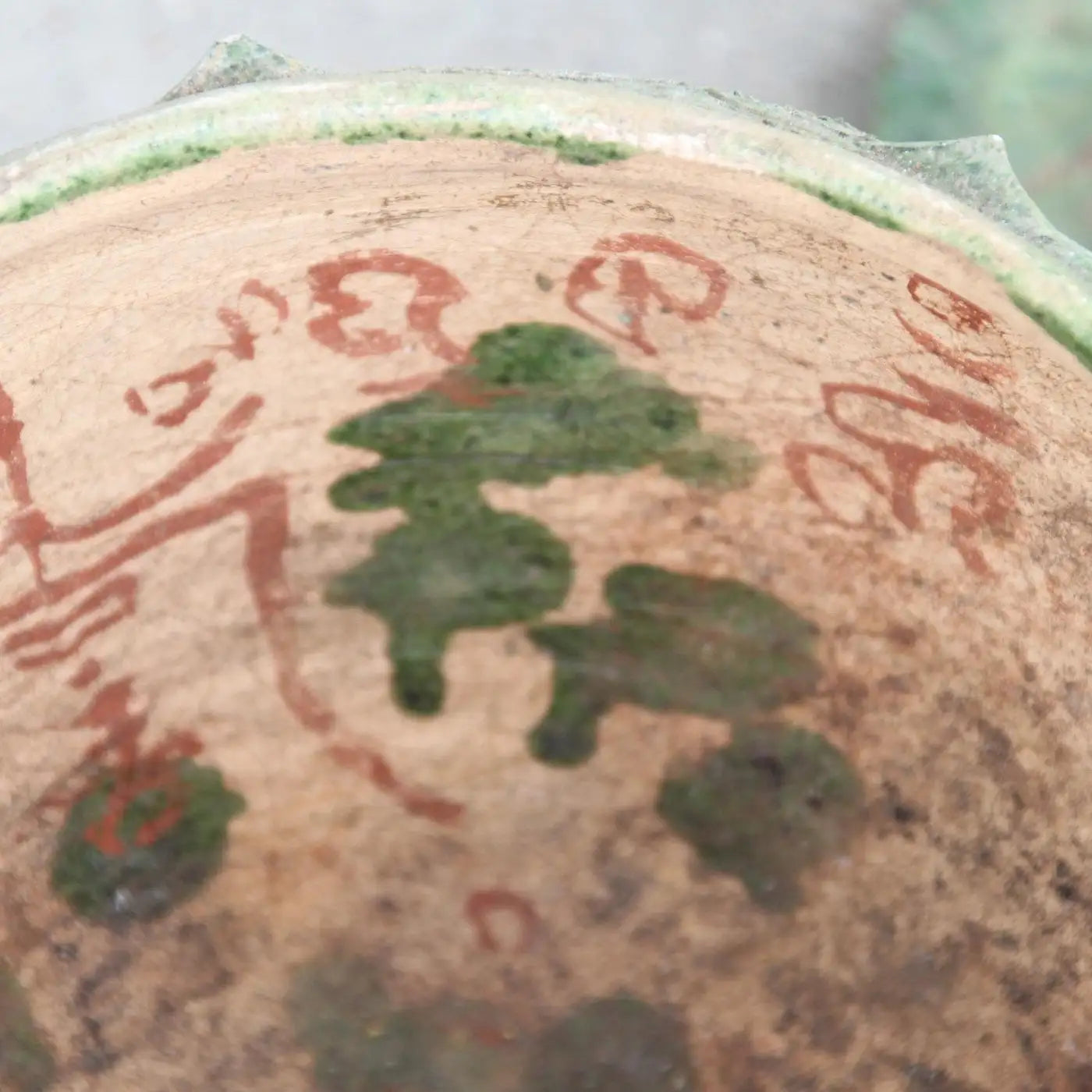 Old Chinese ritual vessel with painted details