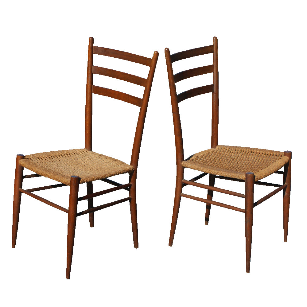 Gio Ponti Style Italian Dining Side Chairs