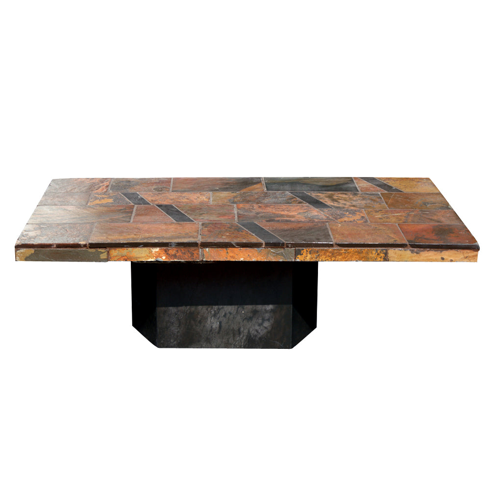 50″ Multicolor Slate Pedestal Coffee Table