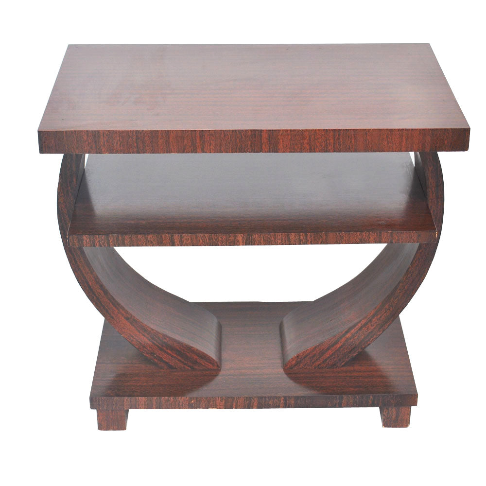 Vintage French Art Moderne Wood Two-Tier Side Table