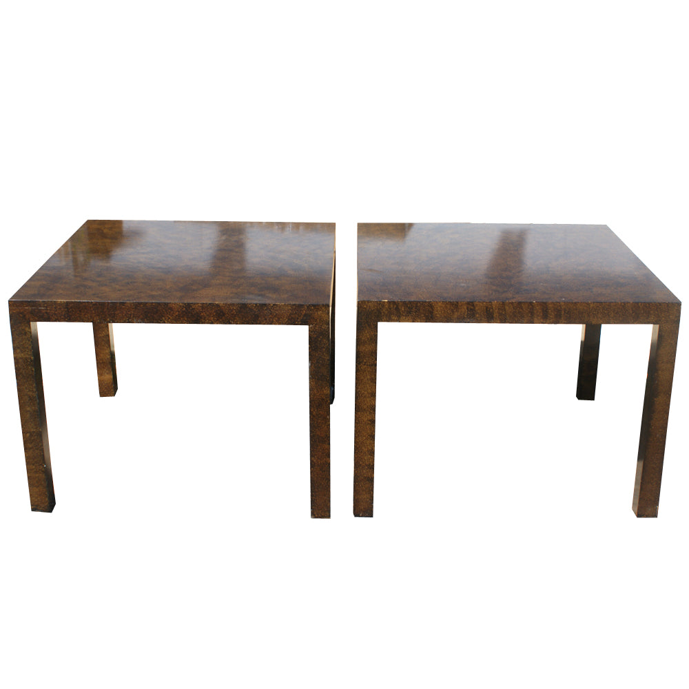 (2) Faux Painted Parsons Wood End Coffee Tables
