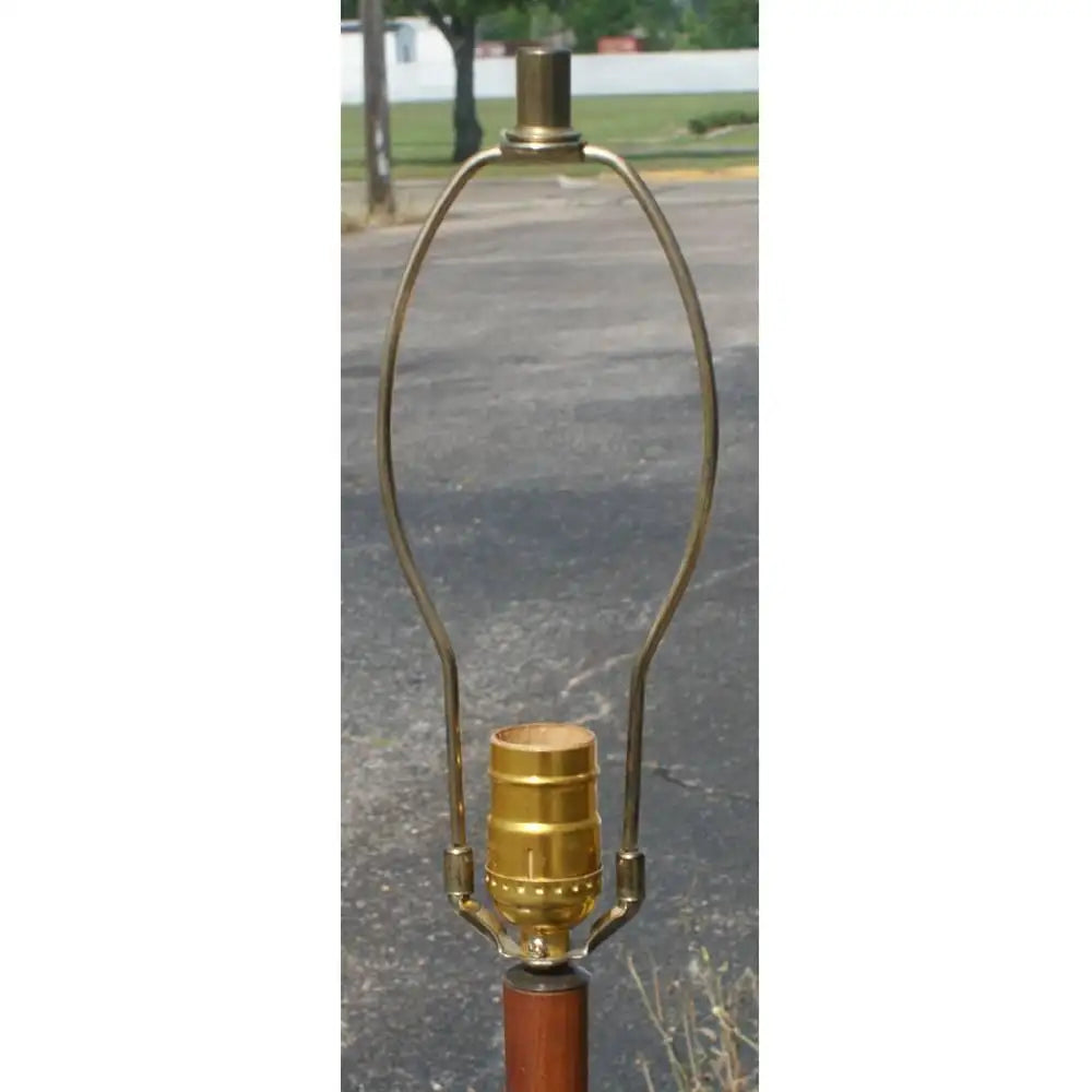 Vintage Carved Wood Brass Floor Lamp (MR9242)