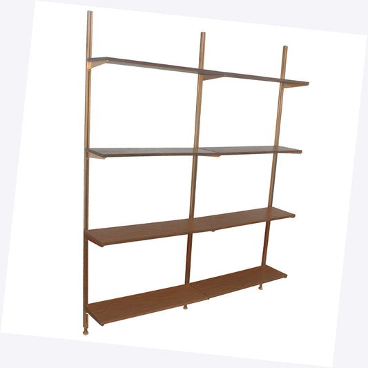 6.5ft vintage wall unit bookcase display with open shelves and mid-century style