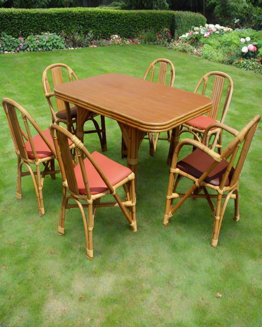 54″ Paul Frankl Style Bamboo Art Deco Dining Set