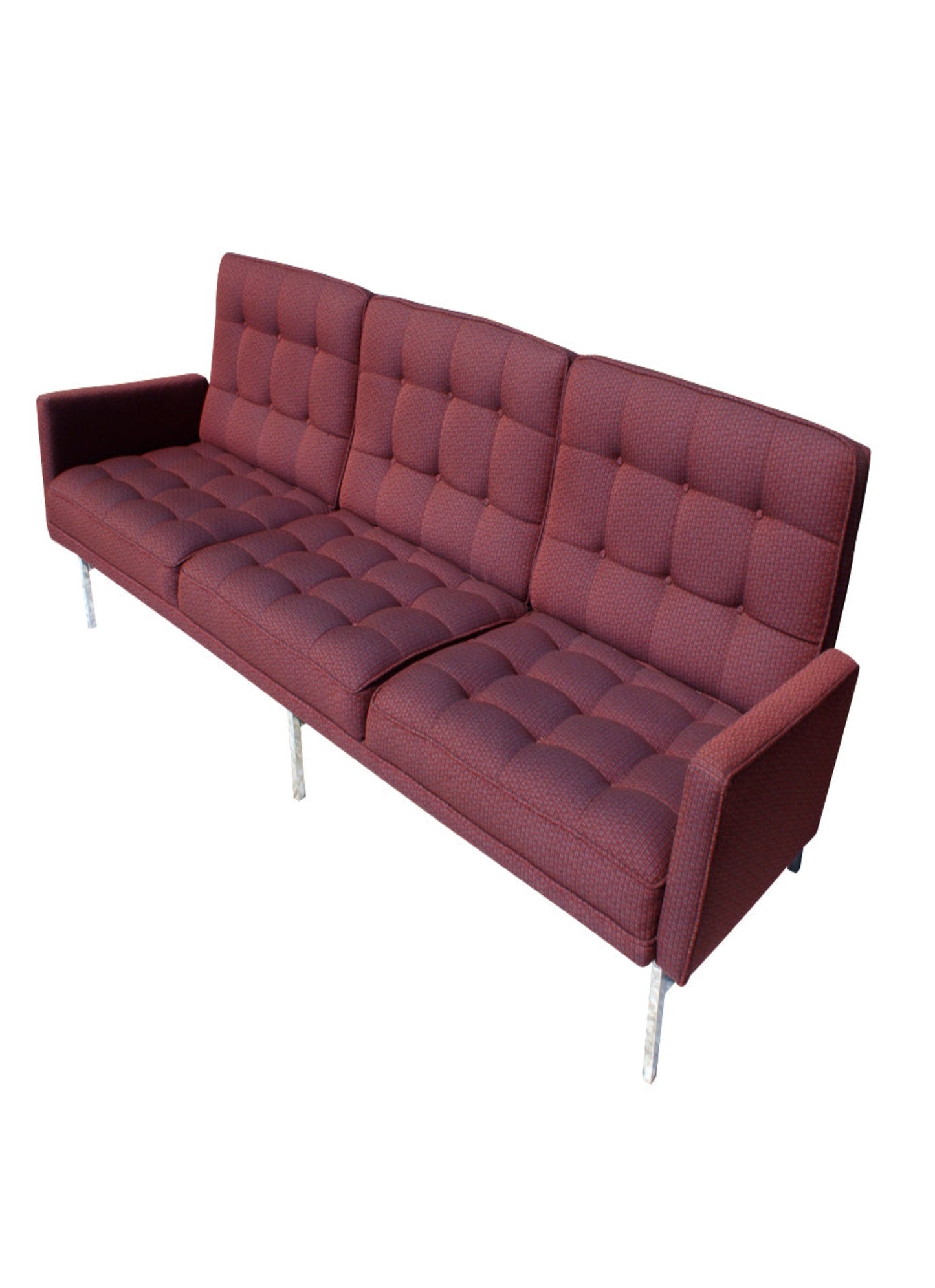 Florence Knoll Burgundy Sofa, blending classic aesthetics with modern sensibility, ideal for residential homes, executive suites, or upscale lounges.