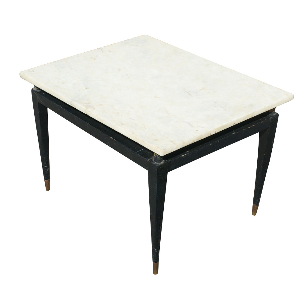 Vintage Marble Ebonized Wood Coffee Table