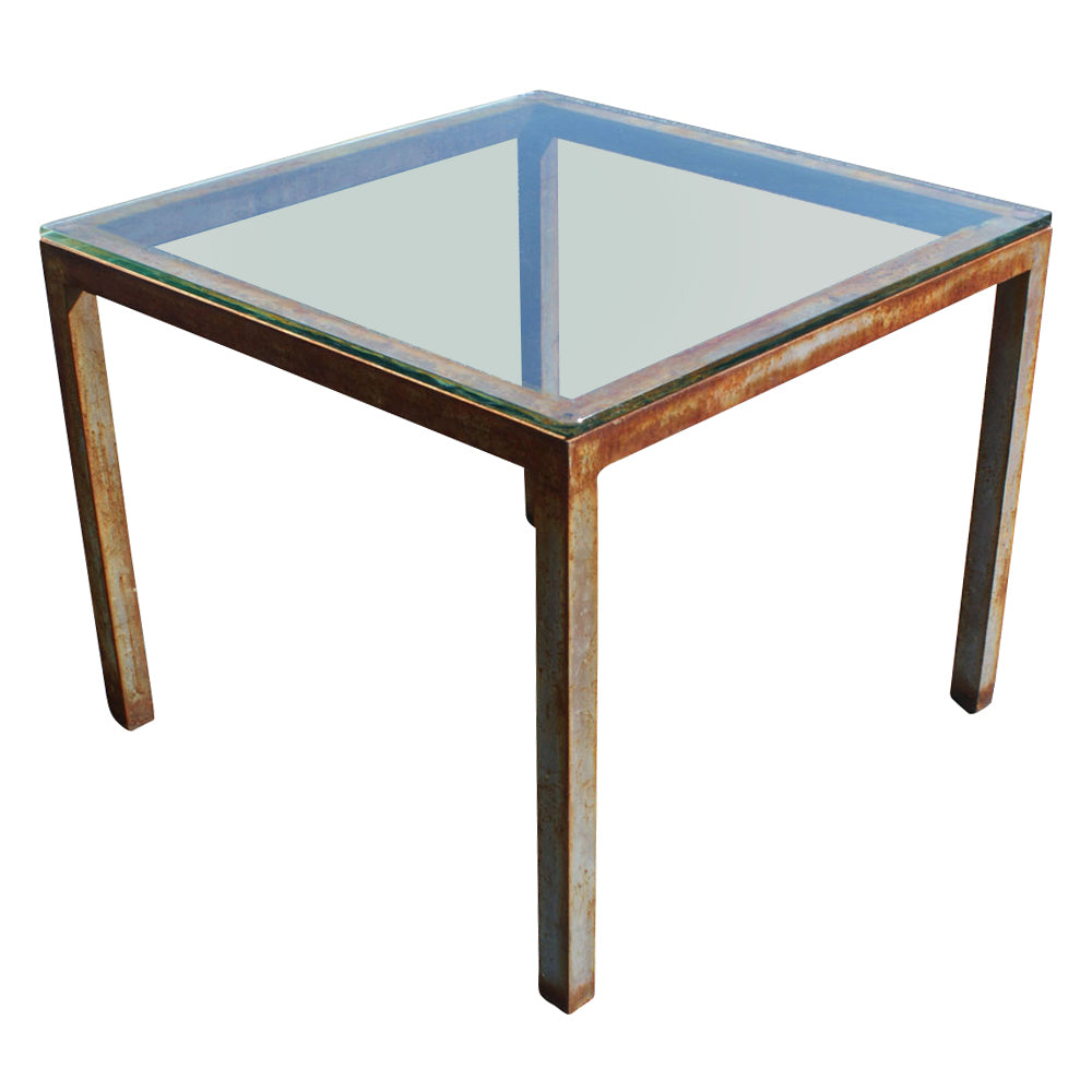 34″ Industrial Age Metal Glass Dining Occasional Table