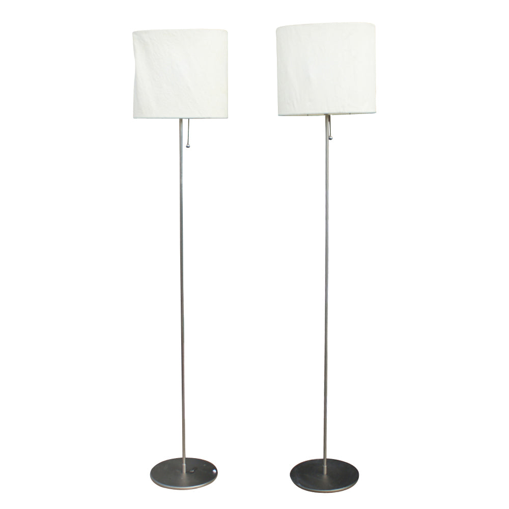 (2) Mid Century Modern Chrome Floor Lamps with Shades (MR10165)