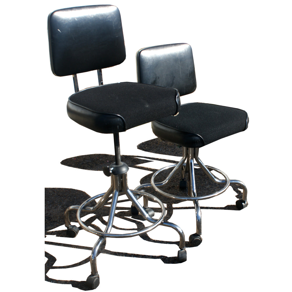 (1) Industrial Age Black Stool on Casters (MR10366)