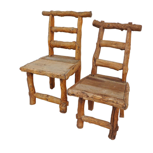 2 Rustic Wood Chairs