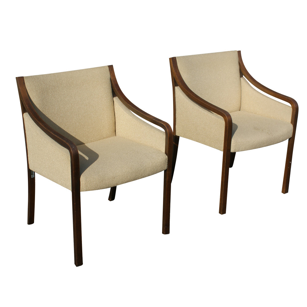 (2) 70s Solid Wood England Armchairs by Bert England (MR10516)