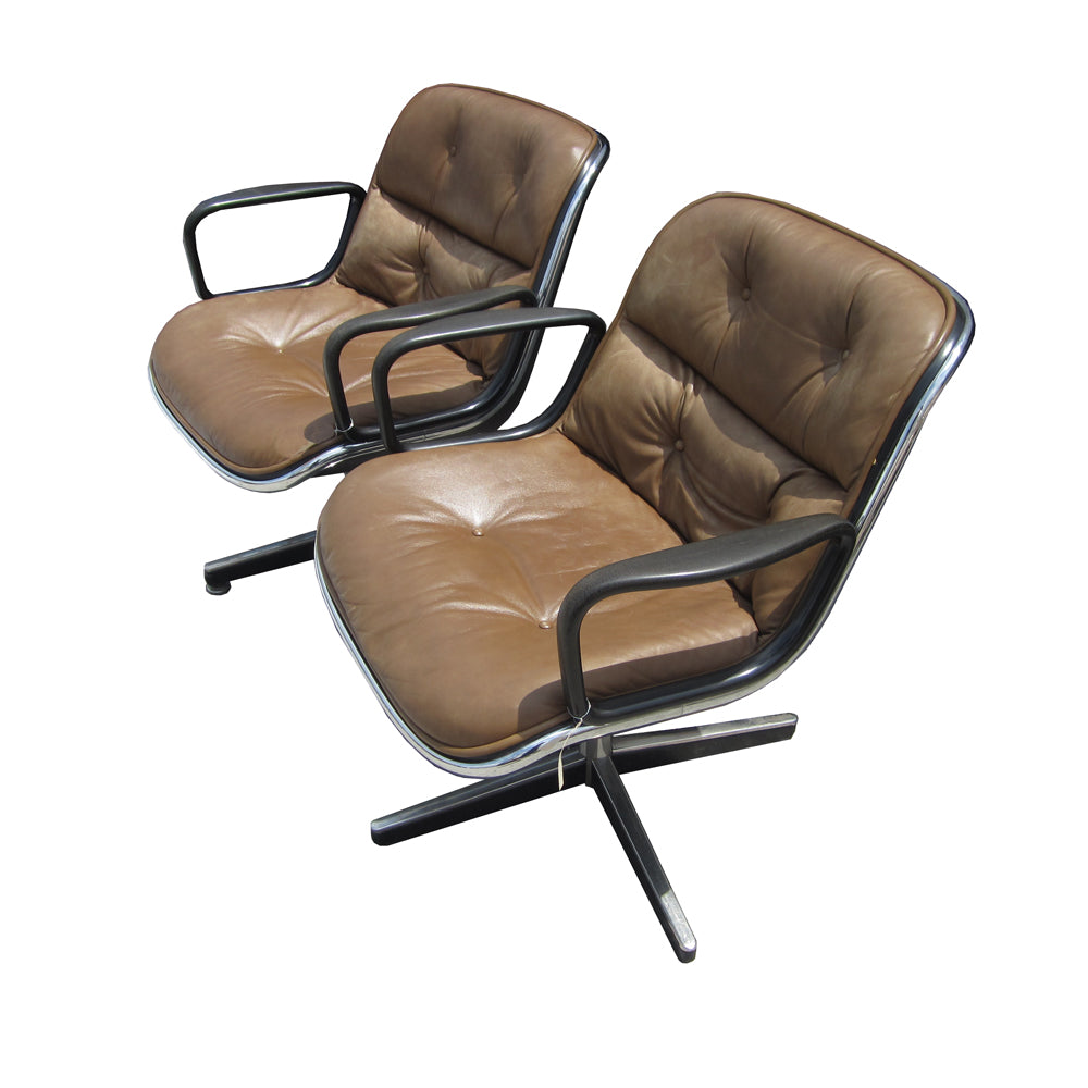 Pair of Knoll Pollock Executive Swivel Arm Chairs