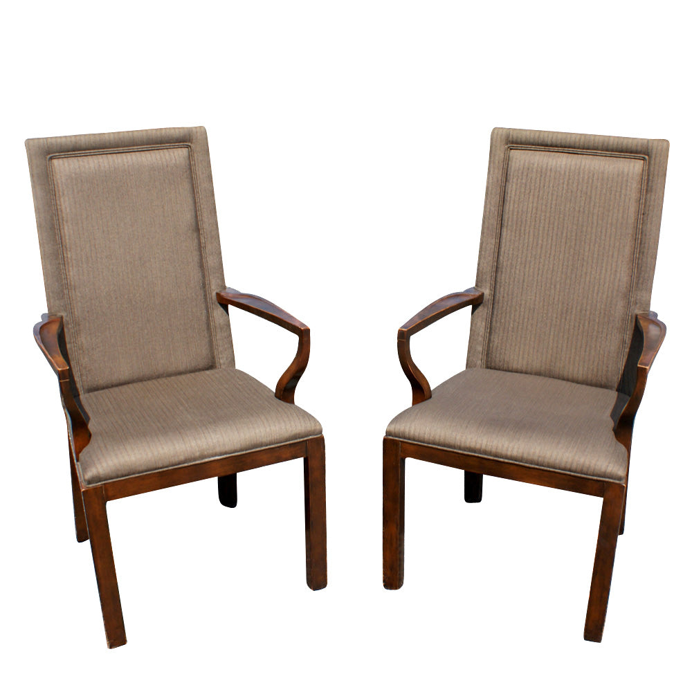 (2) Vintage High Back Arm Chairs by Baker (MR10669)
