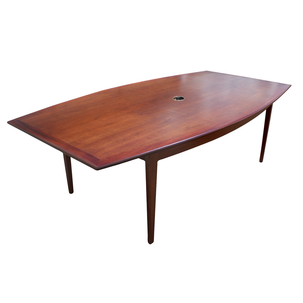 8ft Vintage Florence Knoll Boat Shaped Walnut Dining Table